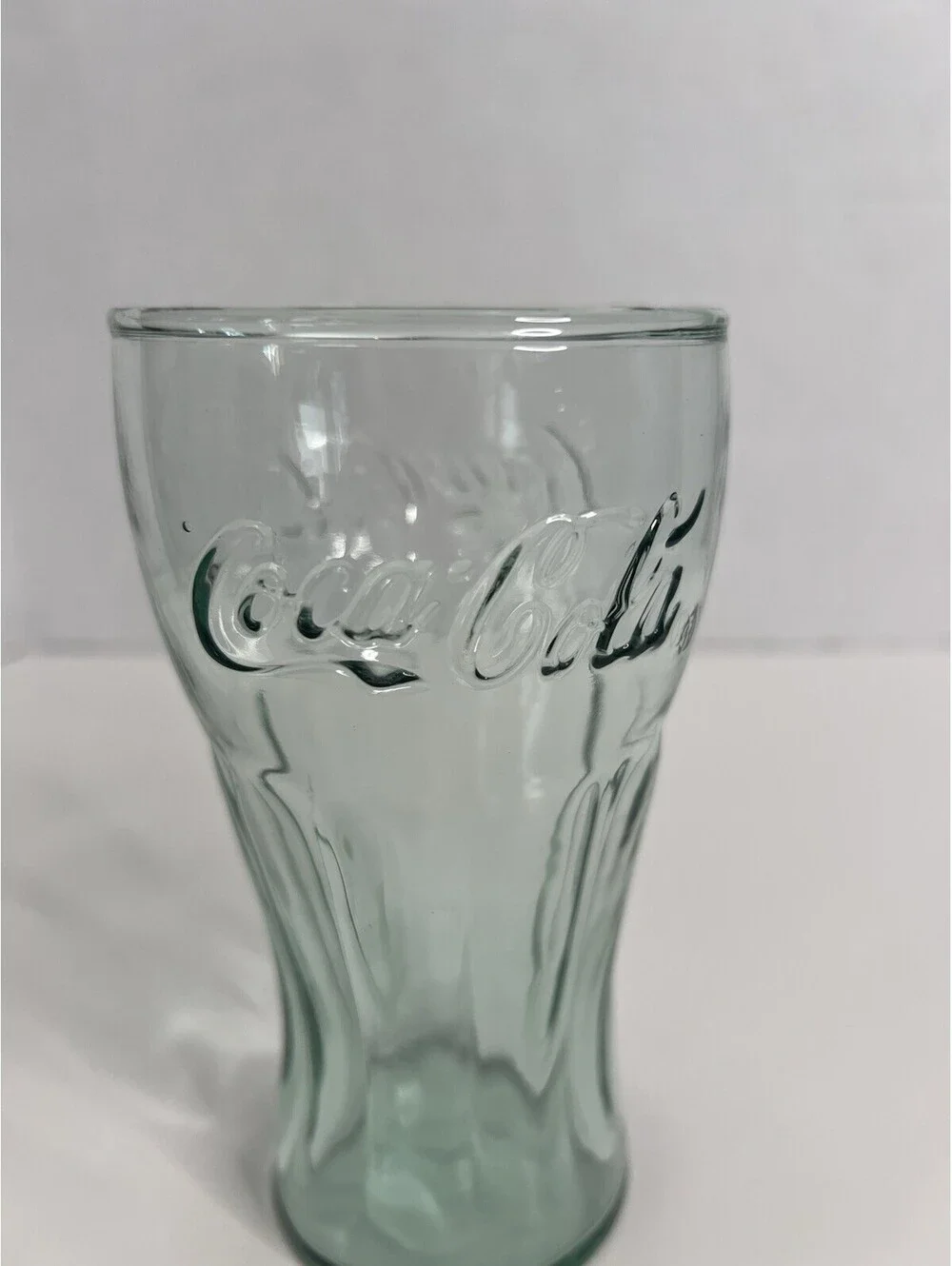 Vintage Coca-Cola Green Tint Drinking Glass 6” H X 3 1/4” W